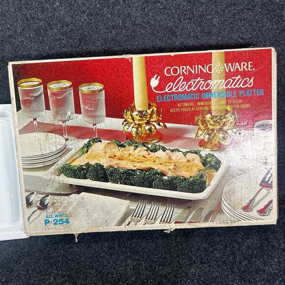 Corning Ware Electromatics P-254 food warmer Tray All White Immersible Platter - Picture 3 of 9